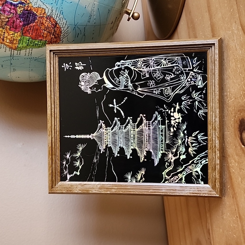 Vintage foil art Geisha picture
